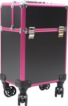 Aluminium trolley voor pedicure/kapper/manicure - zwart/roze