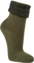 Zachte sokken met pluizige omslag – wol met katoen – 2 paar – groen – maat 35/38