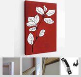 Minimalistic Watercolor Painting Artwork. Earth Tone Boho Foliage Line Art Drawing with Abstract Shape - Modern Art Canvas - Vertical - 1937931472 - 80*60 Vertical