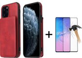 GSMNed – Leren telefoonhoes iPhone Xs Max rood – Luxe iPhone hoesje – pasjeshouder – Portemonnee met magneetsluiting – rood – met screenprotector