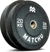 Matchu Sports - Halterschijven - Hi temp bumper plates - 20 KG - Set van 2 - Zwart - Duurzaam materiaal