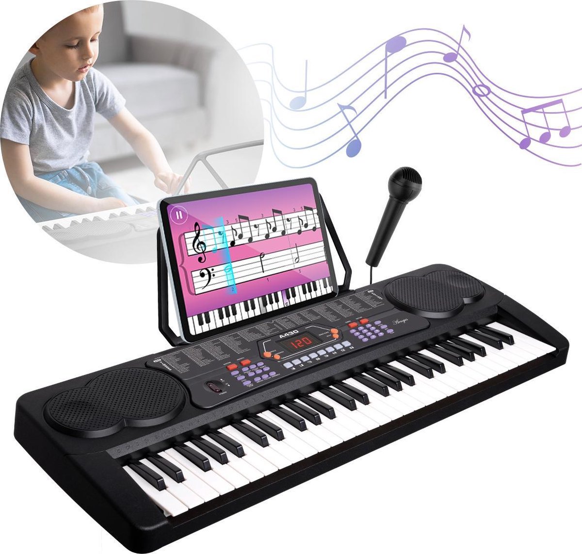 Áengus keyboard 54 toetsen, Piano met Microfoon - A430 - Áengus