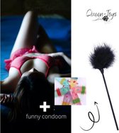 Kietelaar - Zwarte pluim - Erotiek - Zwarte - Erotiek - Sensuele prikkeling - Ontspannen - Kietelen - Opwindende pluim - Pluim om te strelen - inclusief funny condoom