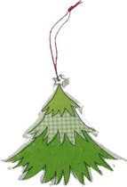 Kersthanger van stof - Kerstboom - Groen - Stof - 12 x 12 x 3 cm
