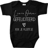 Rompertje baby met tekst-lieve oma gefeliciteerd-zwart-wit-Maat 74