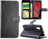 Voor Samsung Galaxy Xcover 5 Crazy Horse Textuur Lederen Horizontale Flip Beschermhoes met Houder & Kaartsleuven & Portemonnee & Fotolijst (Zwart)