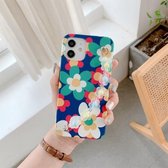 Bloempatroon TPU schokbestendig beschermhoesje met bloemkralen Polsarmbandketting voor iPhone 11 (blauw)