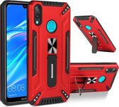 Voor Huawei Y7 2019 War-god Armor TPU + PC Schokbestendige magnetische beschermhoes met opvouwbare houder (rood)