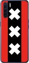 6F hoesje - geschikt voor OPPO A91 -  Transparant TPU Case - Amsterdamse vlag #ffffff