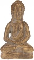 Buddha beeld terracotta - 17x11x30.5cm - Matt Gold