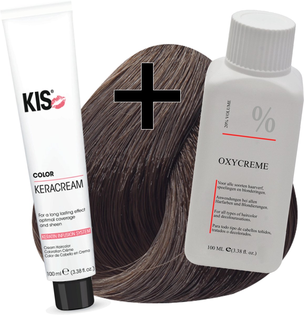 KIS haarverfset - 5N Lichtbruin - haarverf & waterstofperoxide