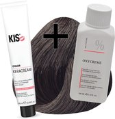 Kit de teinture pour cheveux KIS - 1N Noir - teinture pour cheveux et peroxyde d'hydrogène - NL KIS haarverfset - 1N Zwart  - haarverf & waterstofperoxide