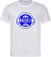 Wit T-Shirt met “ Legend sinds 1996 “ print Hard Blauw  Size XS