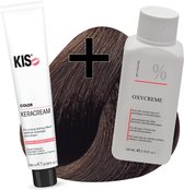 KIS haarverfset - 5E Lichtbruin espresso  - haarverf & waterstofperoxide