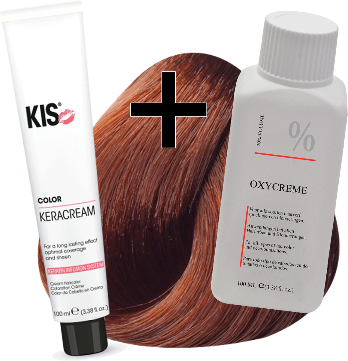 KIS haarverfset - 7KB Middel koperblond - haarverf & waterstofperoxide
