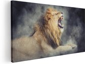 Artaza Canvas Schilderij Brullende Leeuw - 100x50 - Groot - Foto Op Canvas - Canvas Print