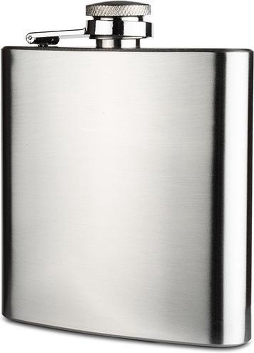 Zorr RVS drankflacon - heupfles - platvink - zakflacon - flask 180mm geborsteld chroom