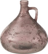 J-Line Vaas Fles Met Handvat Glas Oud Roze Set van 2 stuks