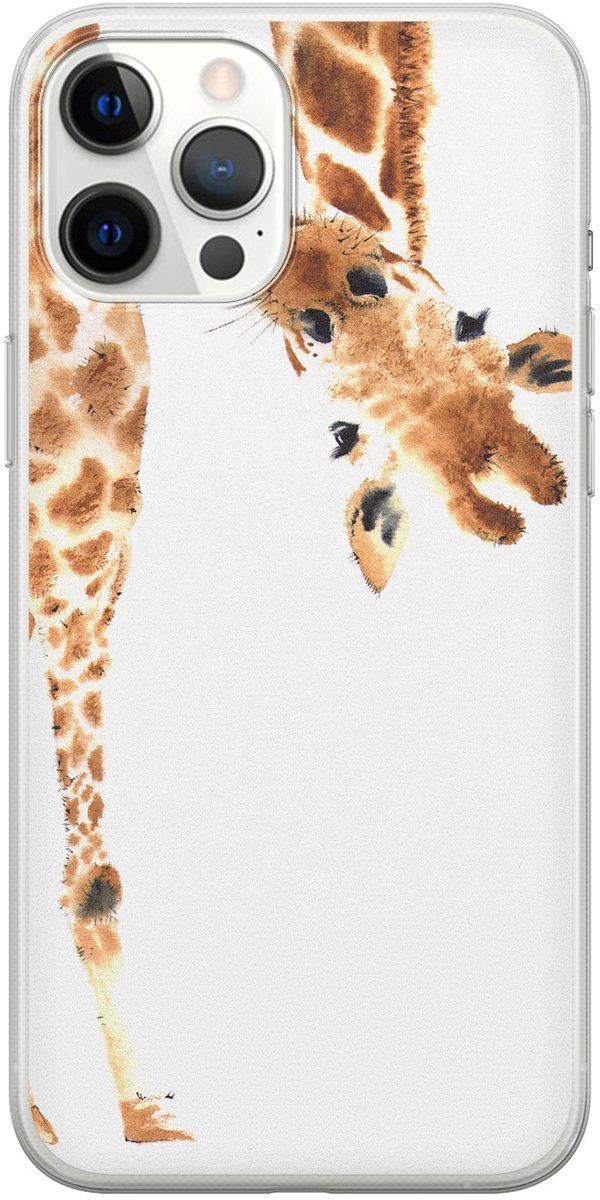 Leuke Telefoonhoesjes - Geschikt voor iPhone 12 Pro Max - Giraffe - Soft case - TPU - Bruin