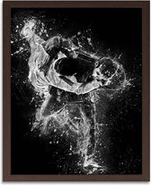 Foto in frame , Judo gevecht  ​, 70x100cm , Zwart wit  , Premium print