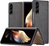 Voor Samsung Galaxy Z Fold3 5G Zee Zand Doek Textuur Schokbestendig PC + TPU Beschermhoes (Zwart)