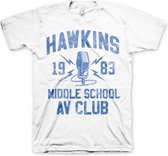 Stranger Things Heren Tshirt -M- Hawkins 1983 Middle School AV Club Wit