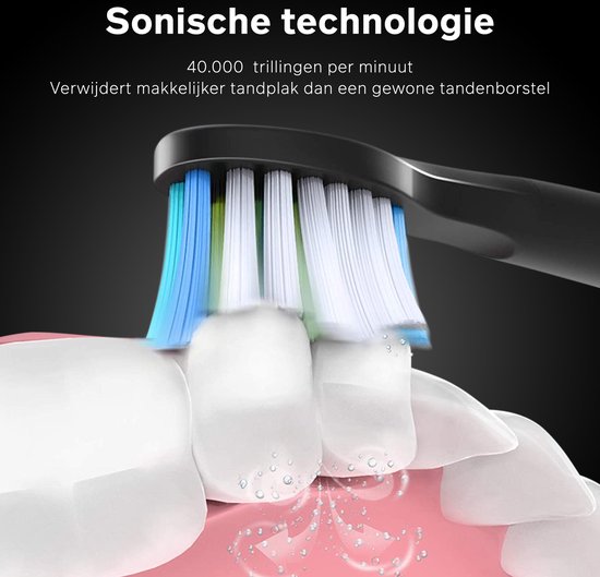Bintoi® iSonic ProClean - Opzetborstels Elektrische Tandenborstel - 4 Stuks - Geschikt voor Bintoi iSonic D700/D600 - Jaarvoorraad - Zwart - BINTOI