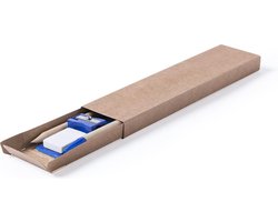 Schrijfset - liniaal - potlood - pen - gum - puntenslijper - kunststof - 5-delig - in doosje - blauw