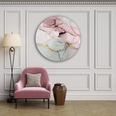 KEK Original - Marble Pink & Gold - wanddecoratie - 80 cm diameter - muurdecoratie - Dibond 3mm - schilderij - muurcirkel