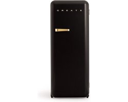 CREATE - Koelkast in retrostijl - Zwart - Handvat Goud - FRIDGE RETRO 281L