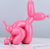 BaykaDecor - Uniek Beeldje Ballonhond Die Poept - Badkamer Decoratie - Pop Art - Jeff Koons parodie - Balloon Dog - Roze - 22 cm