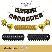 Slinger Pakket 65 delig, HAPPY BIRTHDAY Slinger XL ( blauw-Goud )+ Macaron Pastel kleur Latex (12 inch), Voordeel, Voordeelpack, Verjaardag, Decoratie, Versiering