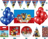 Paw Patrol Mega versier Pakket XXL | Paw Patrol Voordeel Kinderfeest Pakket | Paw Patrol Versiering | Bordjes Hoedjes Tafelkleed Ballonnen Bordjes Vlaggenlijn