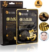 Mitomo Gold & Horse Oil Essence Gezichtsmasker - Vermindert Stress Rimpels en Huidveroudering - Face Mask - Gezichtsverzorging Masker - 6 Stuks