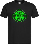 Zwart T-Shirt met “ Legend sinds 1996 “ print Neon Groen Size S