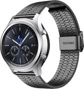 Stalen Smartwatch bandje - Geschikt voor  Samsung Gear S3 roestvrij stalen band - zwart - Strap-it Horlogeband / Polsband / Armband