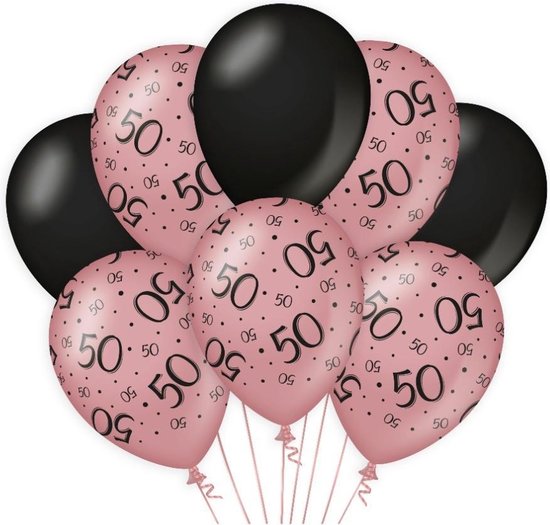 Paper Dreams Ballonnen 50 Jaar Dames Latex Roze/zwart
