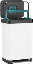 Homra Pullix Prullenbak Can avec pédale - 50 litres - acier inoxydable - Wit - Poubelle à pédale - Filtre automatique Air - Contrôle des odeurs - Capacité 50L - Soft Fermer le couvercle - Poubelle - avec poignée - Déchets presse - Design - hygiénique