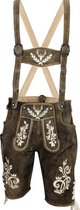 Lederhosen - Oktoberfest Kleding - 100% Antiek Koeienleer - 3D Borduurwerk - Maat 52