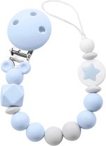 Speenkoord Jongen - Zinaps dummy ketting voor jongens en meisjes, siliconen dummy ketting, unisex tandjesring, dummy ketting, dummy clip, siliconen dummy kettingen (blauw) (WK 02129)