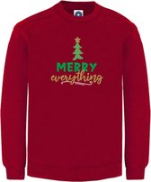 Dames Kerst sweater -  MERRY EVERYTHING - kersttrui - rood - large -Unisex