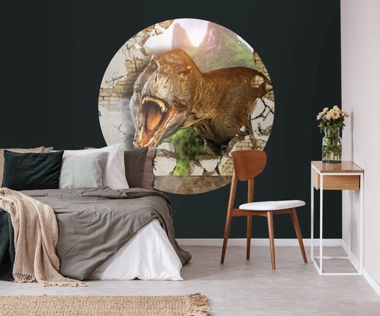 Cercle de papier peint 150cm 3D Dino du mur