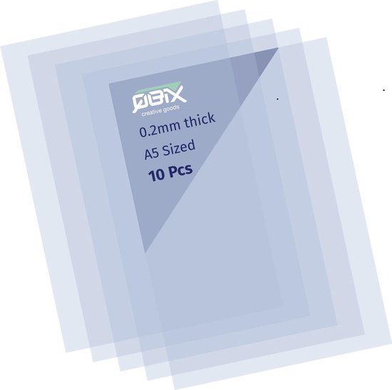 QBIX Plastic Mylar Vellen - 10 stuks A5 Formaat Transparante Kunststof - 0.2mm dikte - QBIX