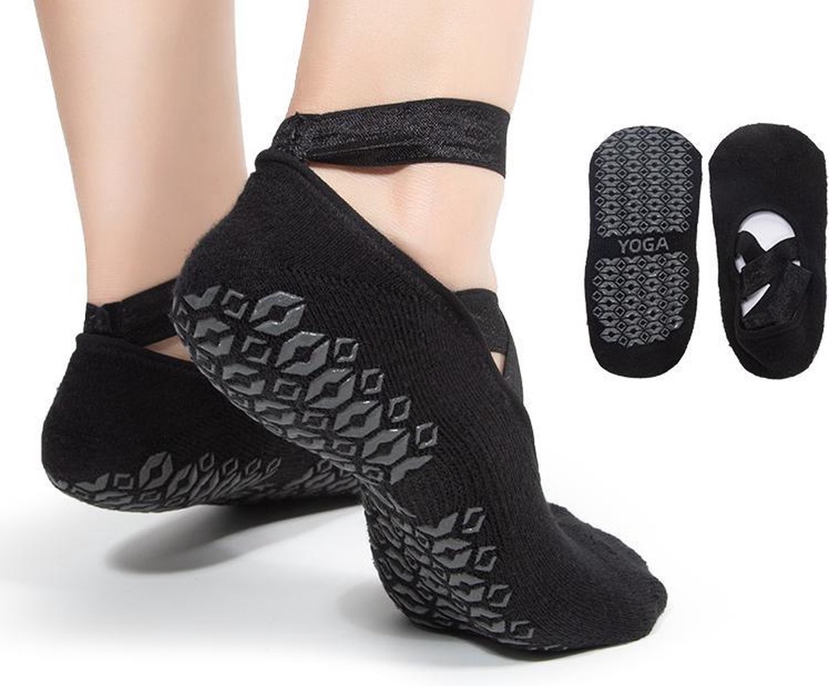 FDW AP6312 Yoga sokken met antislip - One size - Zwart
