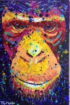 Schilderij Titel: Monkey face  Modern, abstract en kleurrijk portret.