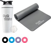 Koalas ® Grijs Yogamat Set  - Shakebeker - Thermobeker- Fitness Mat - Anti Slip Yoga Mat - Extra Dik 1cm - Draagtas