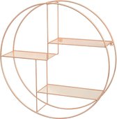 Wandrek Industrieel - Rond - Metaal - 4 Planken - Ø55 x 12 cm - Rosé Goud