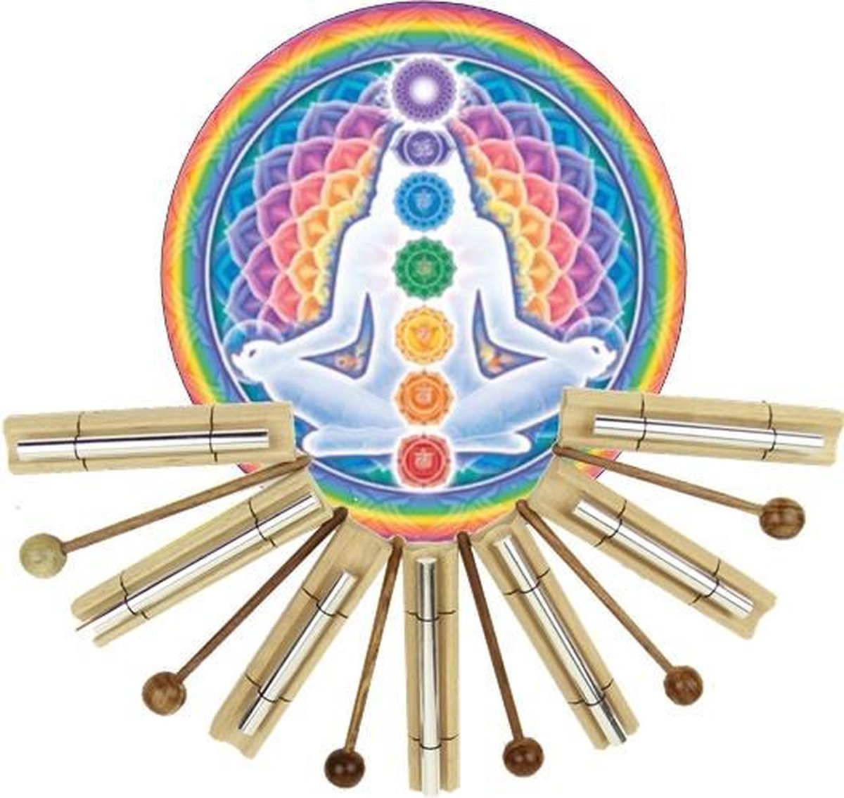 Klankstaven set Chakra Healing - Aluminium - Hout - 11.9-16.2 - S