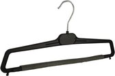De Kledinghanger Gigant - 5 x Broekhanger kunststof zwart met anti-slip broeklat (2 mm schuim), 40 cm