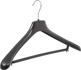 De Kledinghanger Gigant - 10 x Mantel / kostuumhanger kunststof zwart met schouderverbreding en broeklat, 48 cm